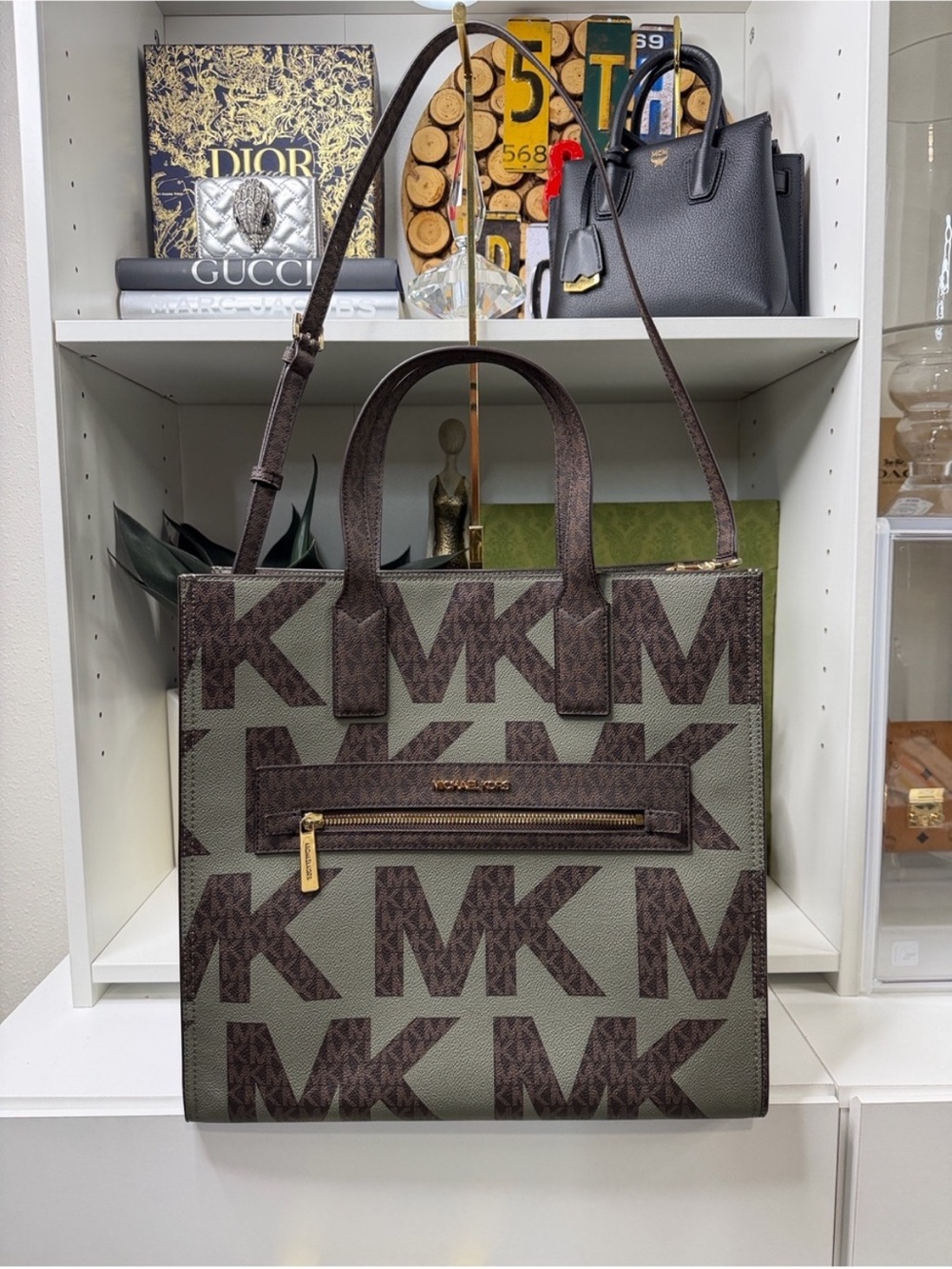 Michael Kors Olive & Brown Leather bag